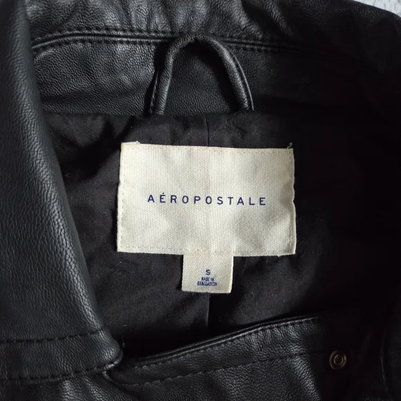 Aeropostale Black Leather Jacket - Picture 2 of 4